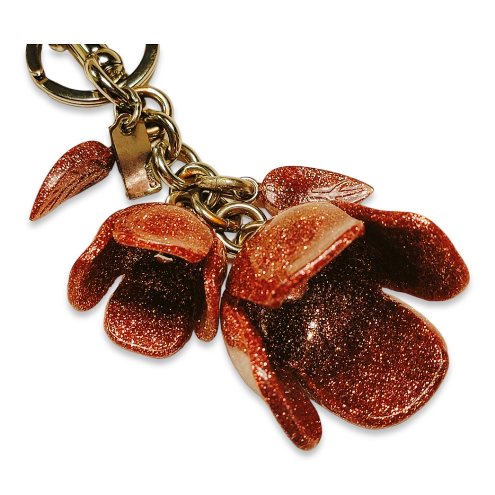 Coach | Bag Charm | Key Chain | Tea Rose | Pink roses with pink leaves - Picture 3 of 3